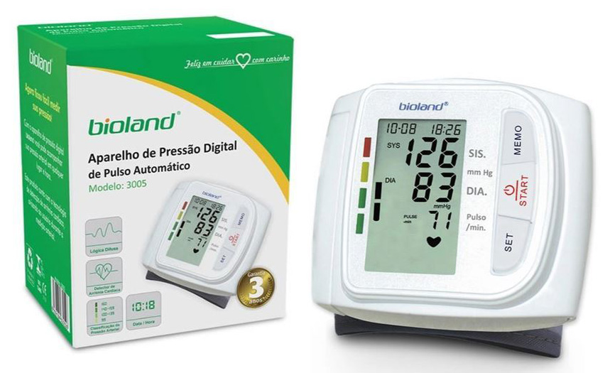 BIOLAND MEDIDOR DE PRESSÃO ARTERIAL DE PULSO - MODELO 3005