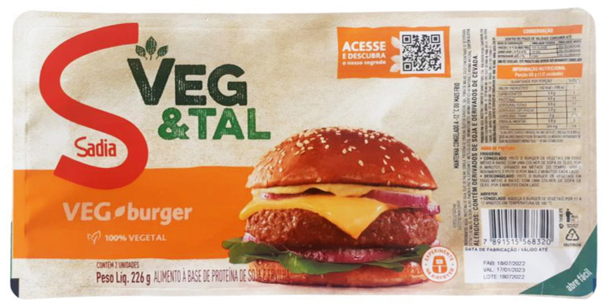 VEG&TAL HAMBÚRGUER VEGETAL